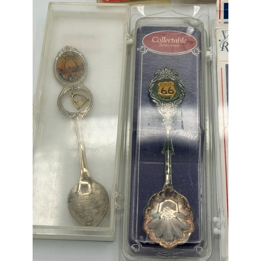 Vintage Souvenir Spoon Lot Route 66 Virginia Wyoming Collectible Spoons Mixed